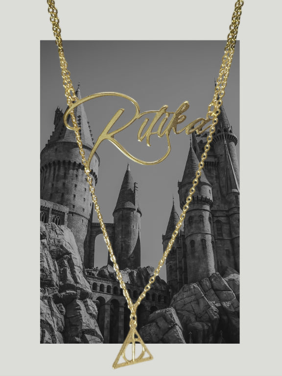 HP Deathly Hallows Necklace with Name