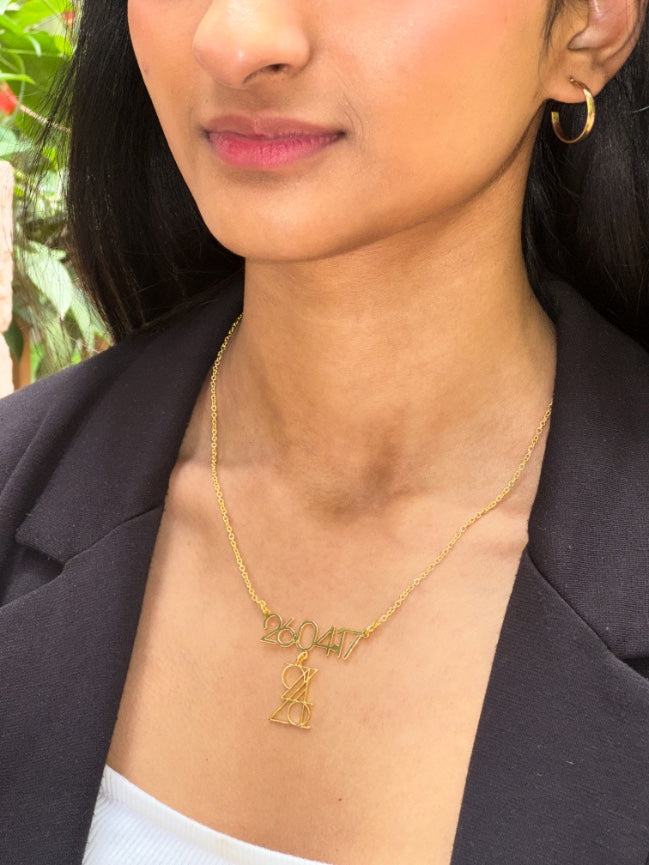 Date Necklace with hanging Date Monogram