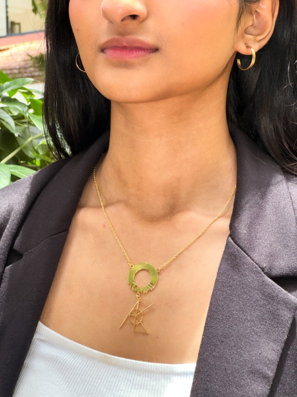 Circular name with hanging Monogram necklace | Women's